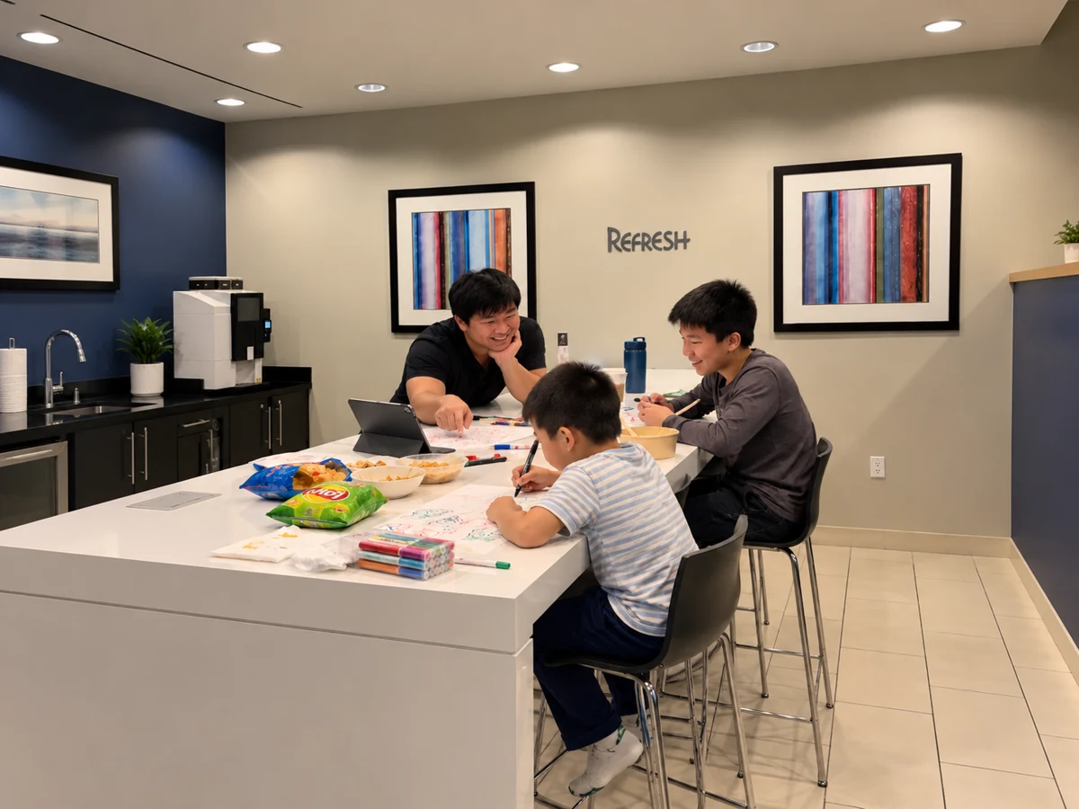 Family drawing in the breakroom
