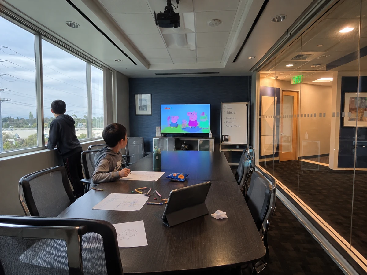 Cartoon break in the conference room