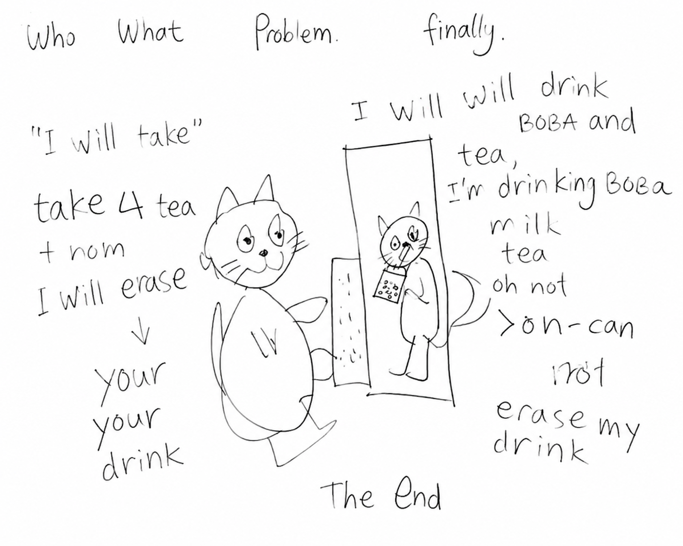 Aiden's original hand-drawn Bubble Milk Tea story sketch